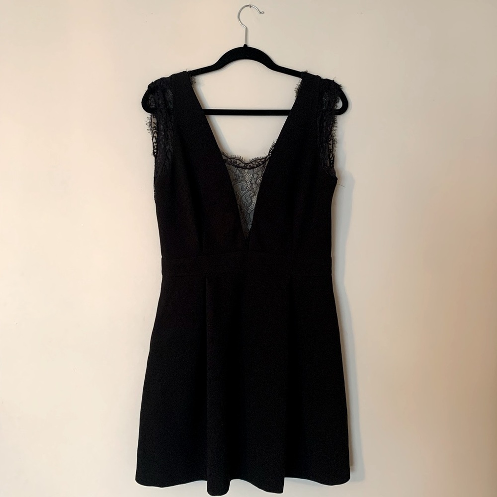 Backless Black Lace Cocktail Dress